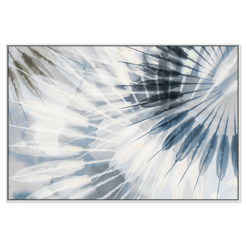 Dance of the Rays I - Blue Version Print par Eva Watts, Blanc, H 41,5 po x l 61,5 po