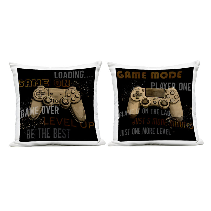 Vintage Controllers with Expressions Design by Kim Allen Outdoor Printed Pillow (Set of 2)