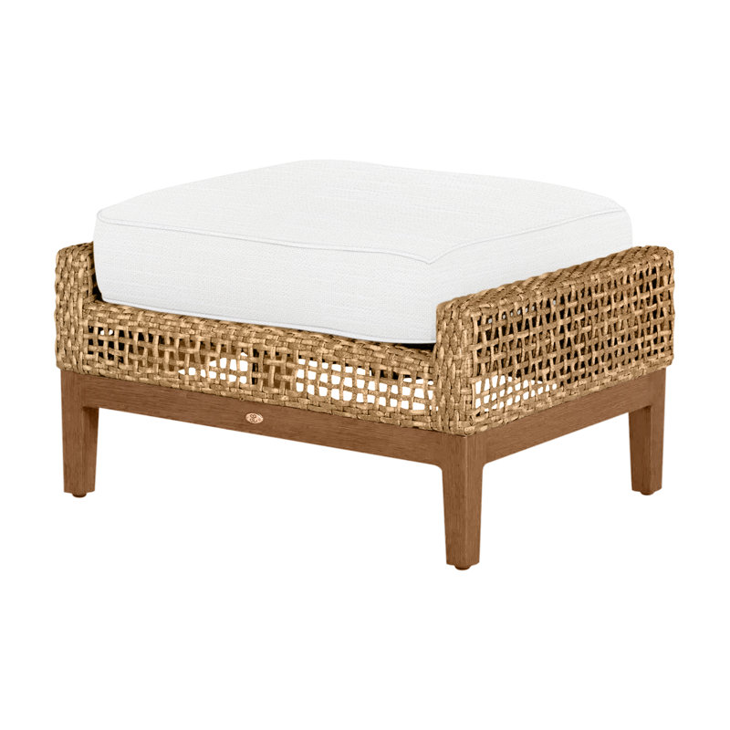 Peninsula Woven Ottoman - Light Raffia/Sandalwood, Light Raffia/Natural Sandalwood, Welt + Standard fill, Natural White