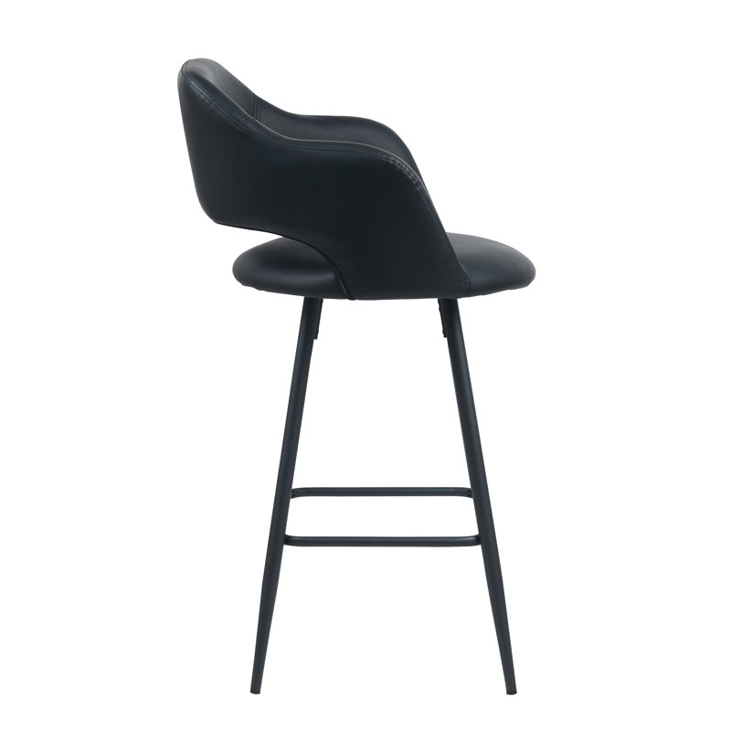 Kenly Upholstered Counter Stool With Metal Frame, Black