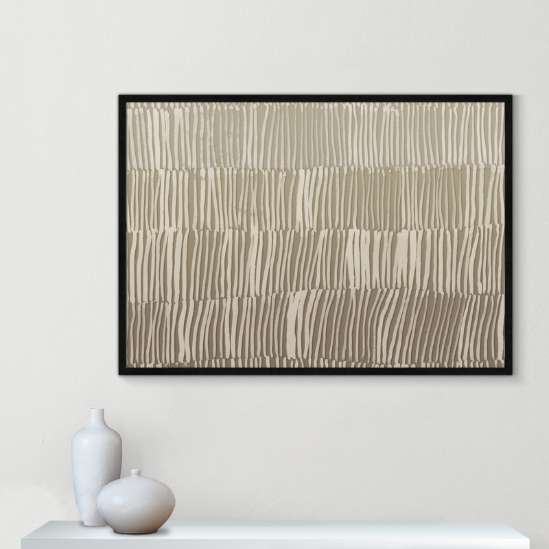 Linear Calm II - Version paysage par , Grain de bois noir, L 41,5 po x H 29,5 po, Impression encadrée