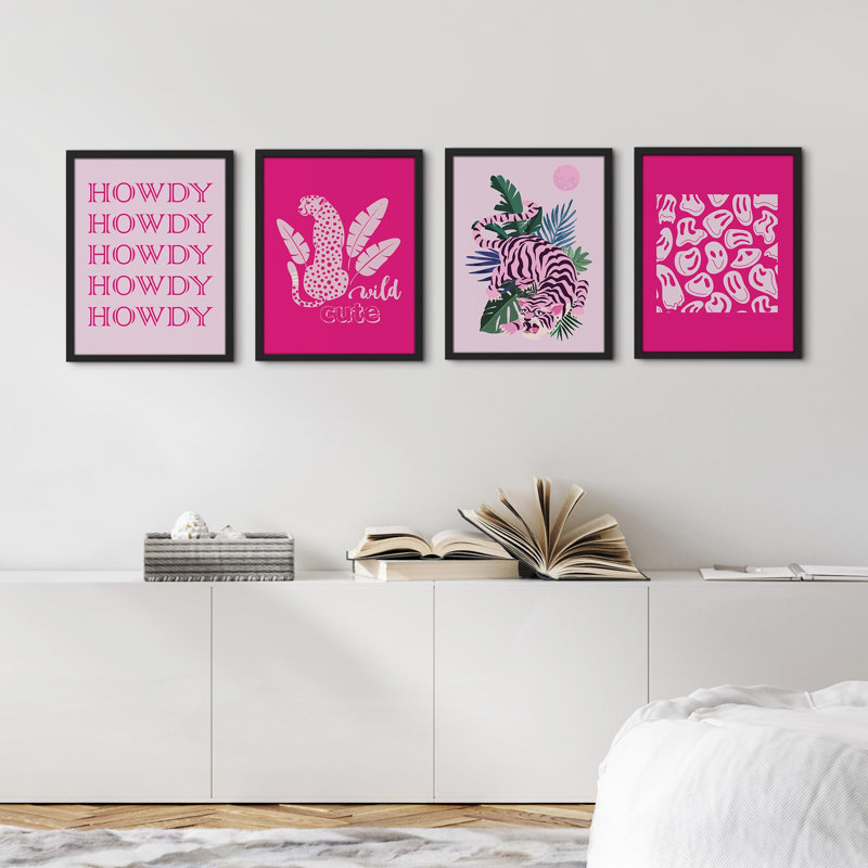 Howdy Pink Tiger Collages Shapes, Noir, H 14 po x l 11 po