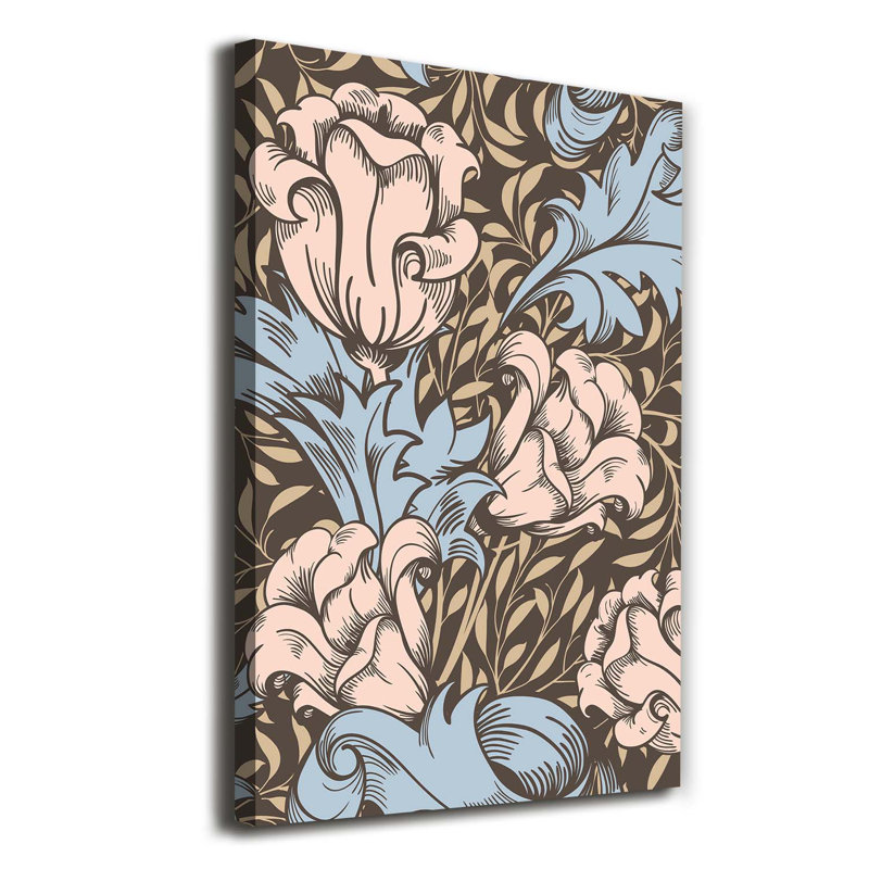 Flowers And Leaves - Wrapped Canvas Print