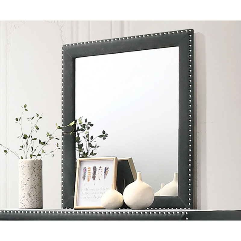Thoreson Wood Flat Wall Mirror, Gray