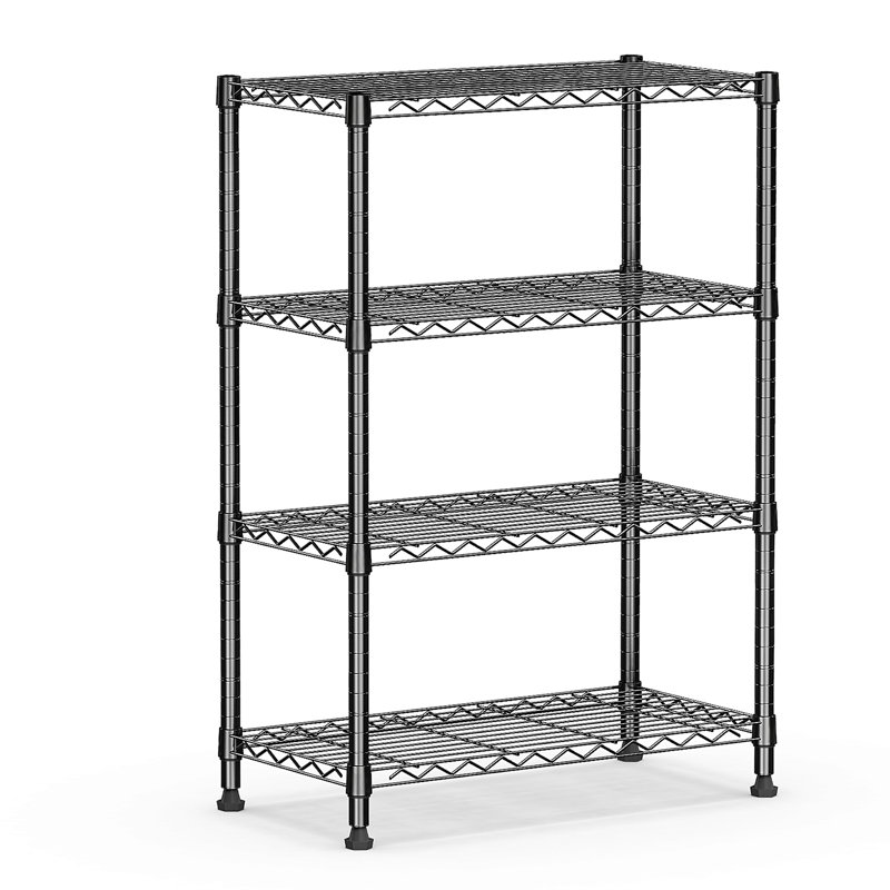 Étagère de rangement 1000 lb en acier robuste à 4 niveaux, Noir