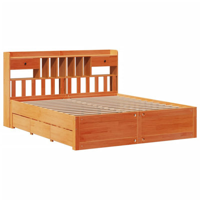 Natur Pur Bookcase Bed Without Mattress  Solid Wood Pine