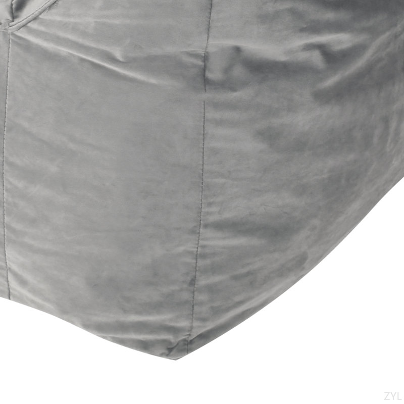 Allea Velveteen Bean Bag Chair With Armrests, Gray