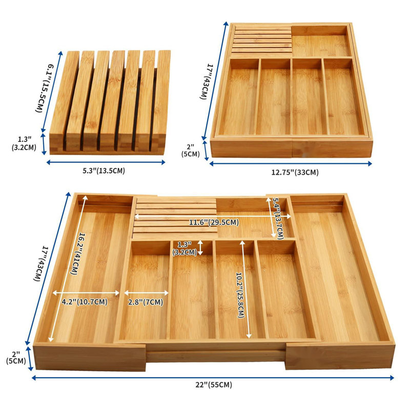 Marylisa Flatware & Kitchen Utensils Drawer Organizer, Natural