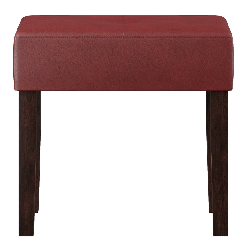 Norena PU Leather Ottoman Stool, Entryway Footstools, Ottoman Chairs for Bedroom,Living Room, Red Leather Match
