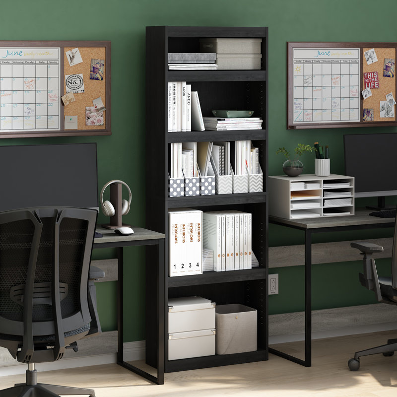 Ambellina Bookcase, Black, (3 Shelves) 24.5" W x 40.3" H x 9.5" D
