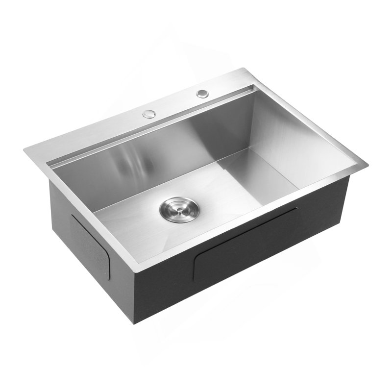 Évier de cuisine encastré à simple cuve en acier inoxydable 33 x 22 x 10 po avec poste de travail