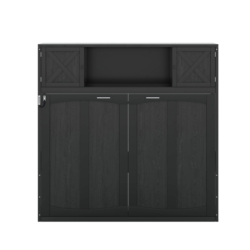 Lit escamotable double avec armoires de rangement