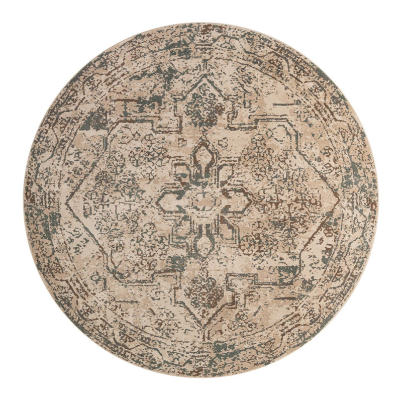 Mosely Orential Cream/Brown Area Rug, Round 10'