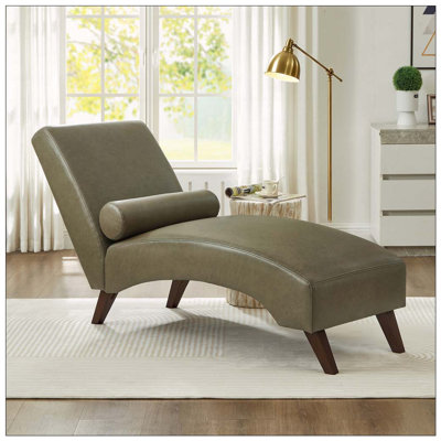 Méridienne avec coussin traversin revêtu de tissu de qualité supérieure - Méridienne courbée de style Mid-Century moderne pour le salon
