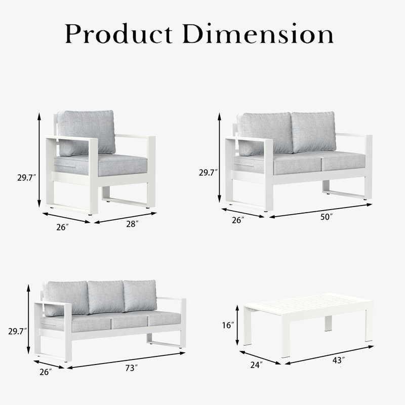 Standalone Product 7 - Person Patio Conversation Set with Cushions, Light Gray /White