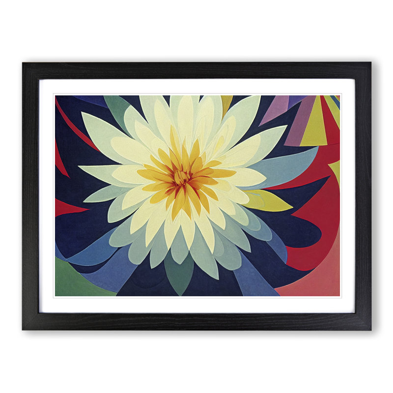 Abstract Chrysanthemum Flower - Framed Print, Black, 46cm H x 64cm W x 2cm D