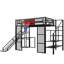 Lit mezzanine en métal avec bureau intégré, garde-robe ouverte, panier de basketball, glissade et escalier-112706709