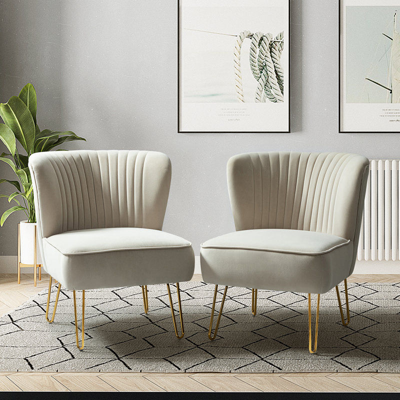 Chaise d'appoint en velours Leona, Velours havane