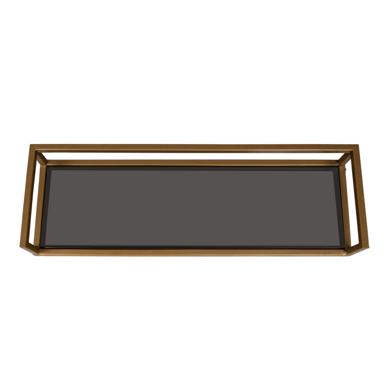 Elegant Gold and Black Glass Wall Display Shelf - 26.4" x 10.9"