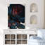 Art floral sur toile encadré rouge profond et rose bleue-120747997-120748000-120747998