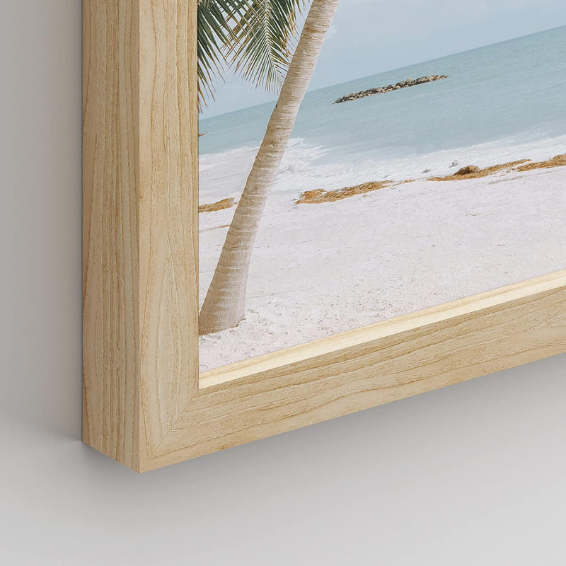 «Beach Shore Tropical Palm Tree Island», reproduction encadrée de 4 pièces, Encadré naturel, H 14 po x l 11 po x P 1 po
