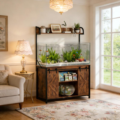 Support robuste pour aquarium de 55 à 75 gallons avec porte coulissante et multiprise intégrée, pouvant supporter jusqu'à 1000 livres, pour terrariums à reptiles