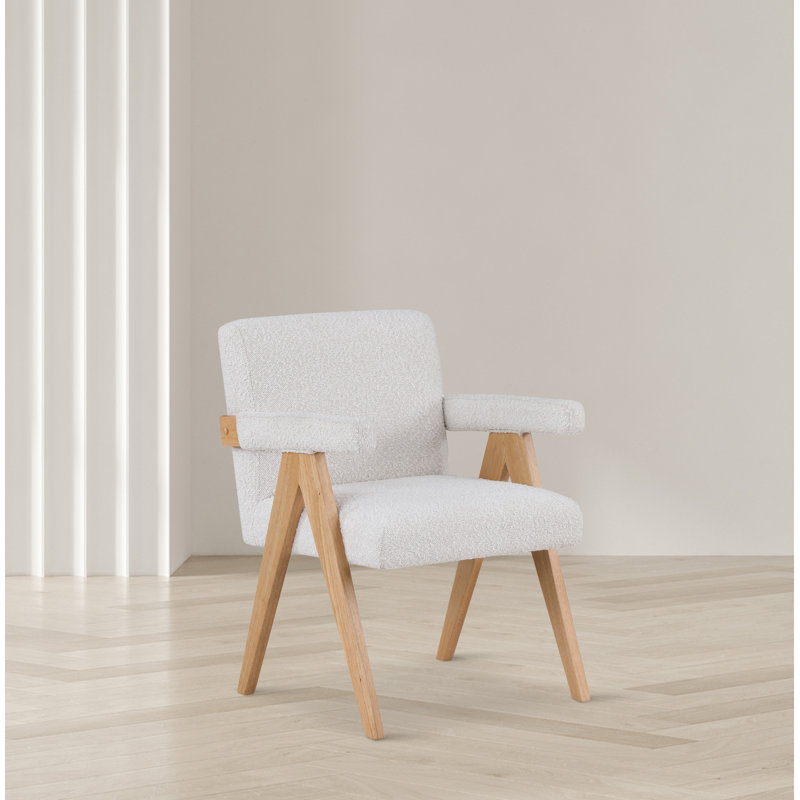 Lilabeth 24.5" W Boucle Fabric Accent Chair, Cream Boucle Fabric