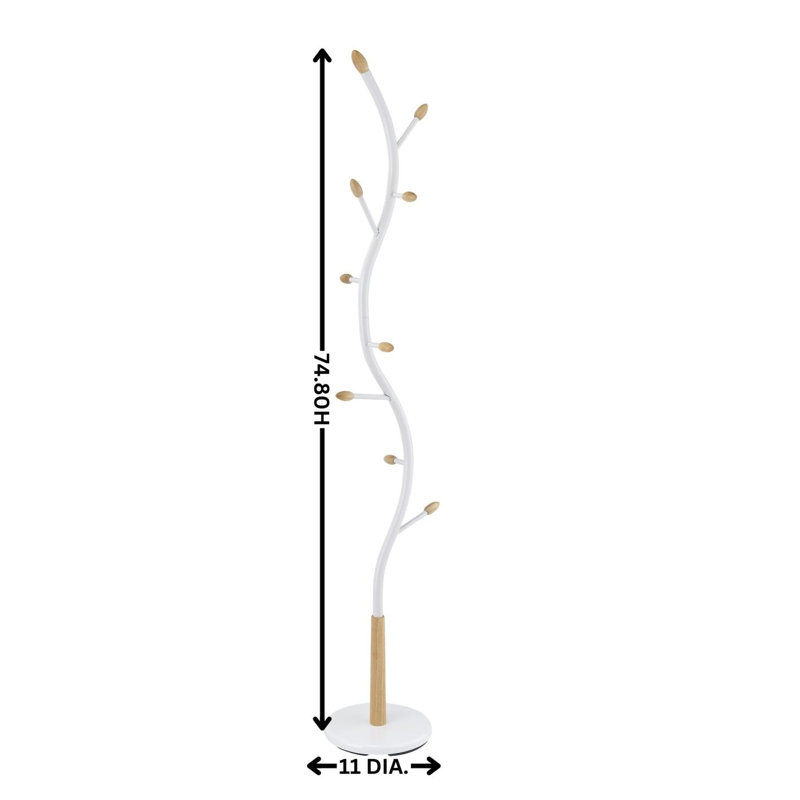 Metal  And  Standing Coat Rack, White