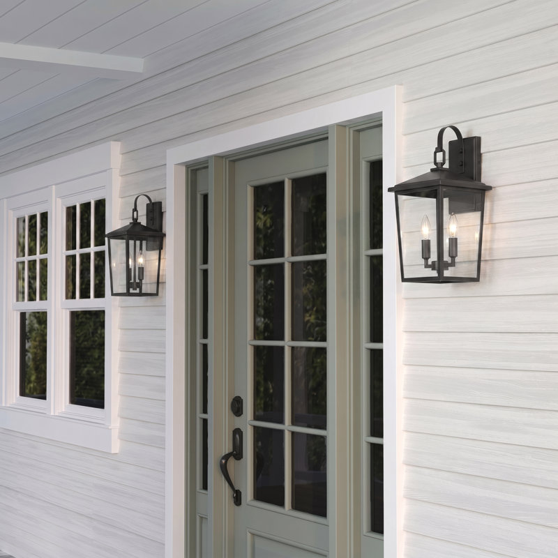 Messerly 2 Light 18" Tall Outdoor Wall Sconce, Powder Coated Black