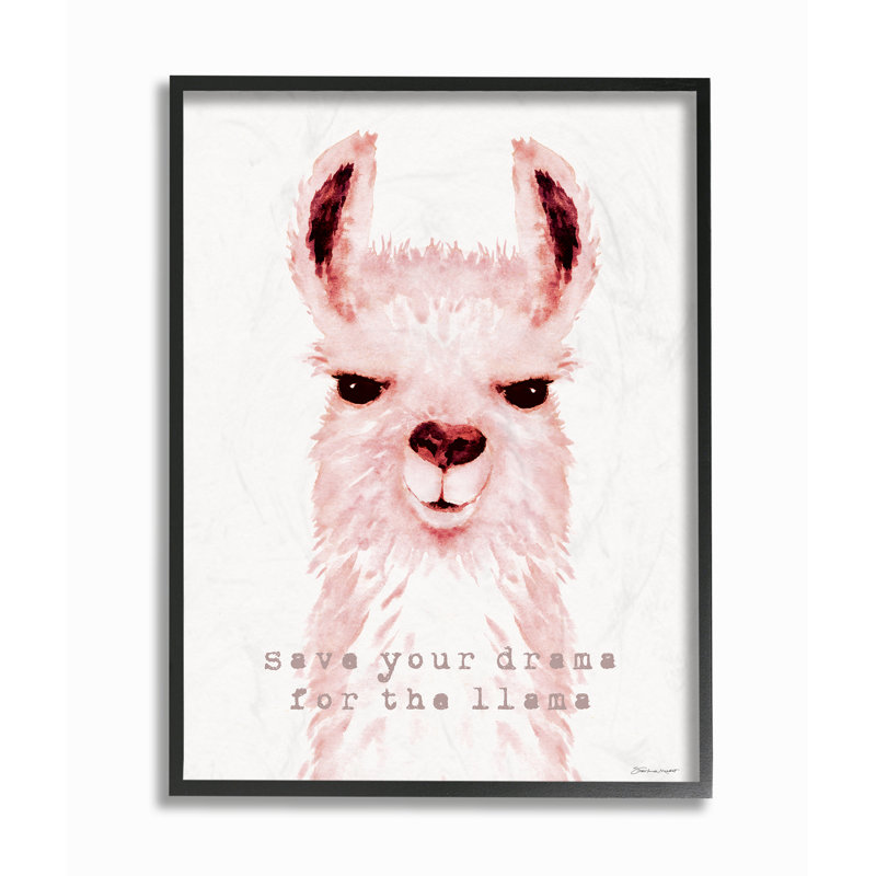 «Save Your Drama for the Llama Pink Watercolor Llama» par Stephanie Workman Marrott, peinture, H 14 po x l 11 po x P 1,5 po