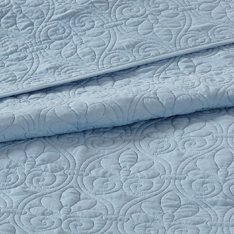 Ensemble de courtepointe réversible 3 pièces pour très grand lit - Literie décontractée à l'année avec coton prélavé, Bleu