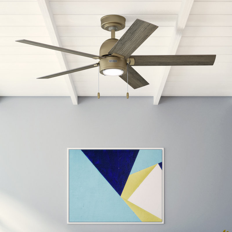 Ventilateur de plafond à 6 pales de 52 po avec ensemble de lumières DEL et chaînette Erling, Bronze brillant