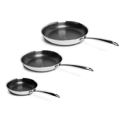 Tri-Ply Stainless Steel Nonstick 3-Piece Fry Pan Set
