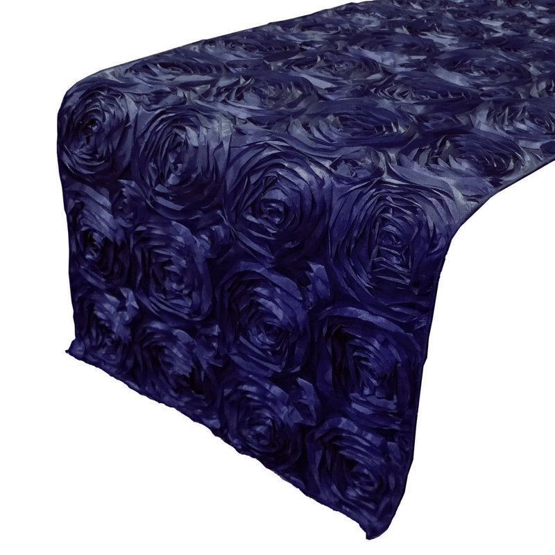 Chemin de table floral, L 12 po x L 120 po, Bleu marine
