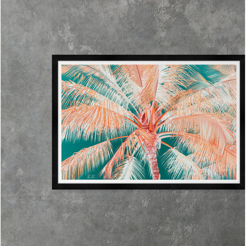 Palmier tropical en orange et vert - photographie avec cadre