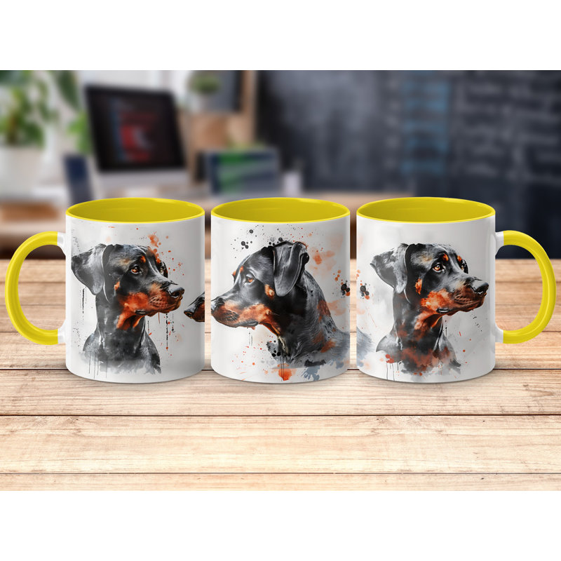 11oz Watercolour Doberman Design Coffee Mug, 3