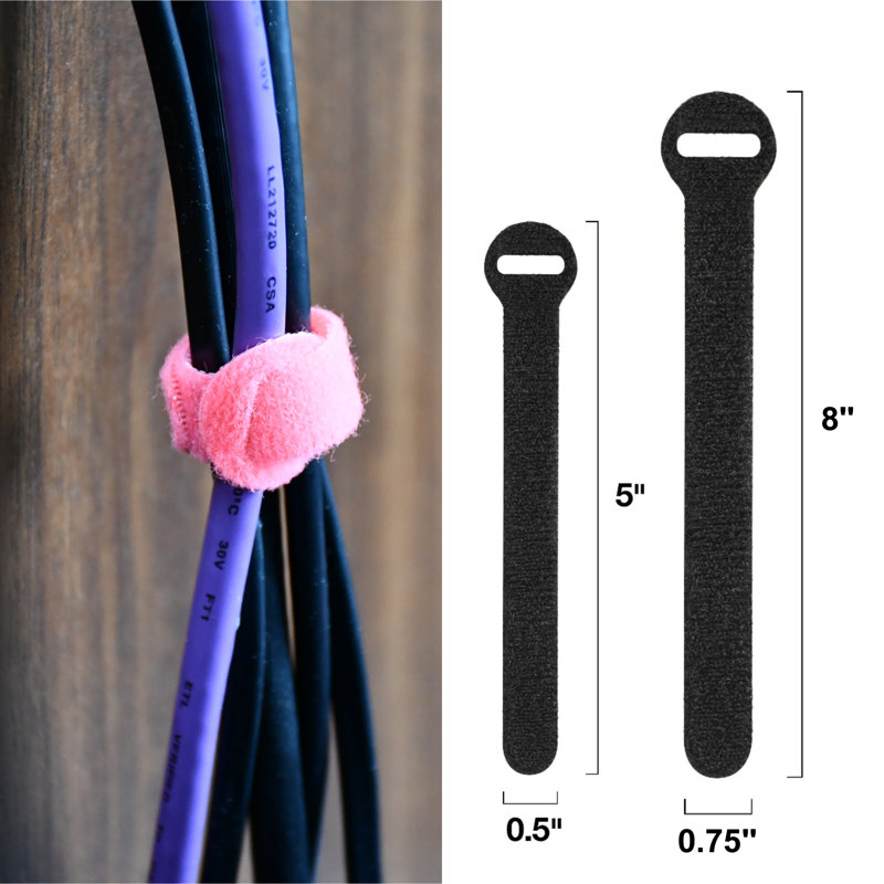 5", 8" Hook and Loop Cable Tie 20/pk