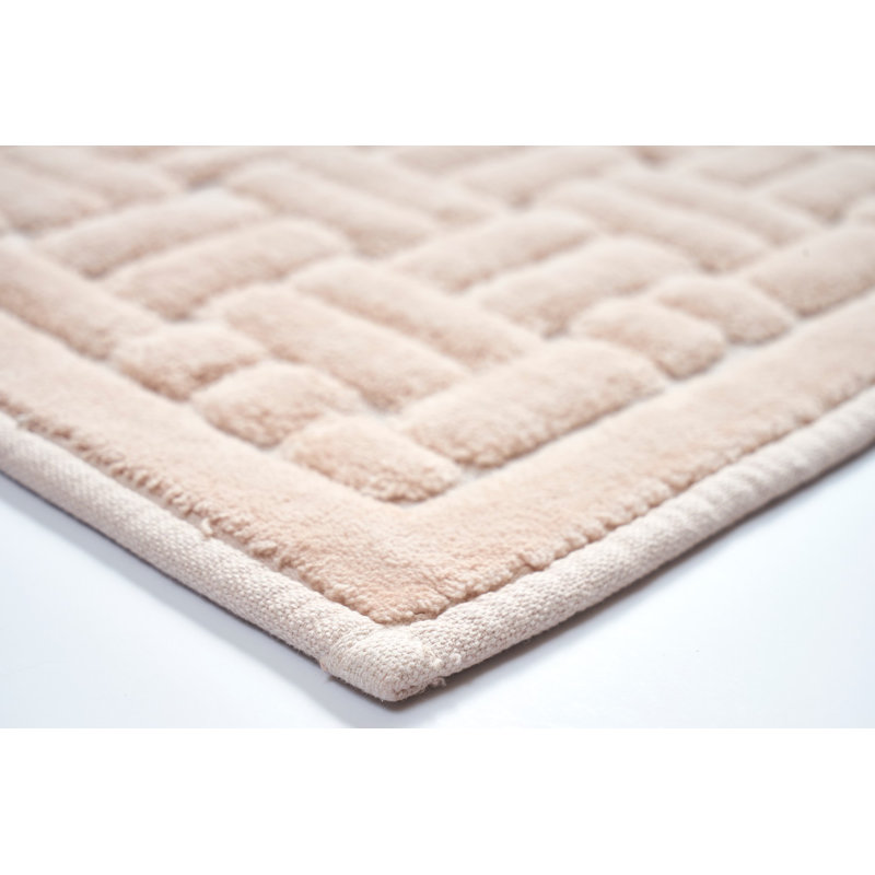 Ensemble de tapis de bain en coton doux (2 pièces), couleur poudre, 19,7 po x 23,6 po et 23,6 po x 39,4 po | 100% coton, dessous antidérapant, hauteur de poils de 5 mm | Lavable à la machine, confort luxueux pour votre salle de bain