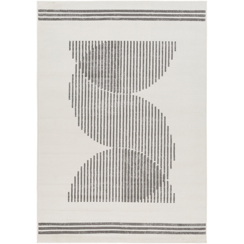 Machine Woven Cream/Grey/Ivory Indoor Rug, Rectangle 152cm x 213cm