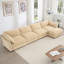 Canapé modulaire en L 4 places, canapé 4 places avec 1 repose-pieds mobile, coussins, canapé modulaire confortable avec 5 sièges et tiroir coulissant de rangement sous chaque siège, couleur chenille