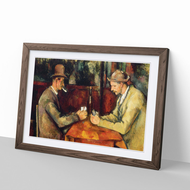 The Card Players Vol.3 by Paul Cezanne - Picture Frame Painting, 36cm H x 48cm W x 2cm D, Walnut Framed