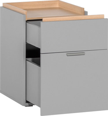Reba 2 Drawer Bedside Table, Ashy/Oak