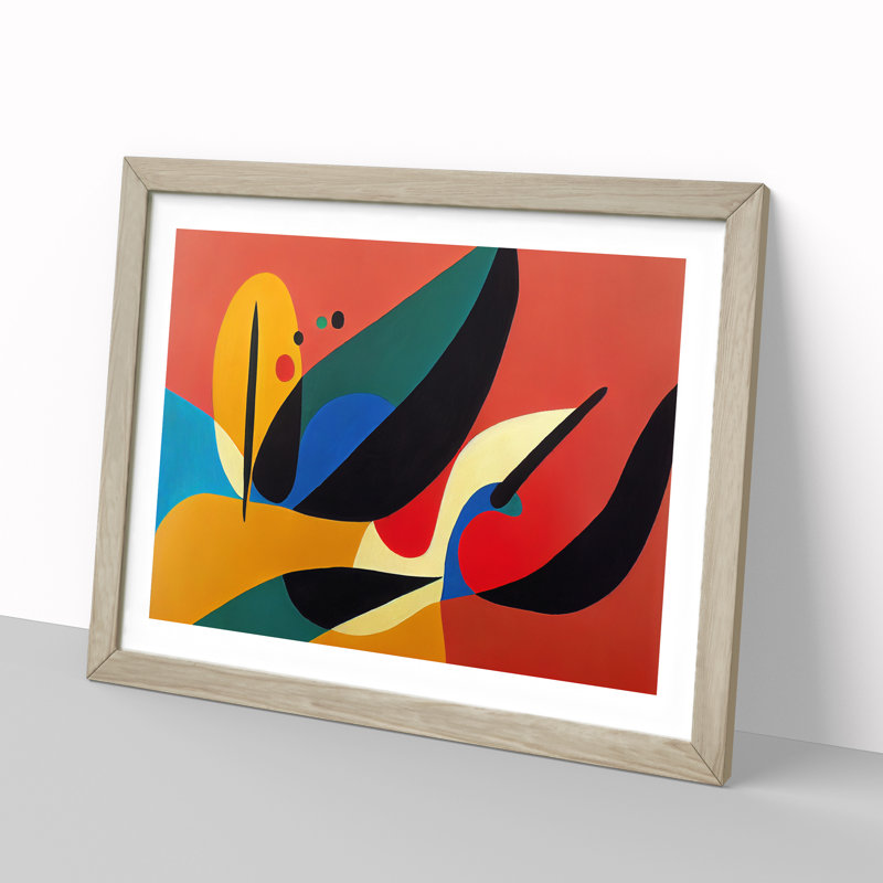 Abstract Feather Art Vol.4 - Single Picture Frame Print, 25cm H x 34cm W x 2cm D, Oak
