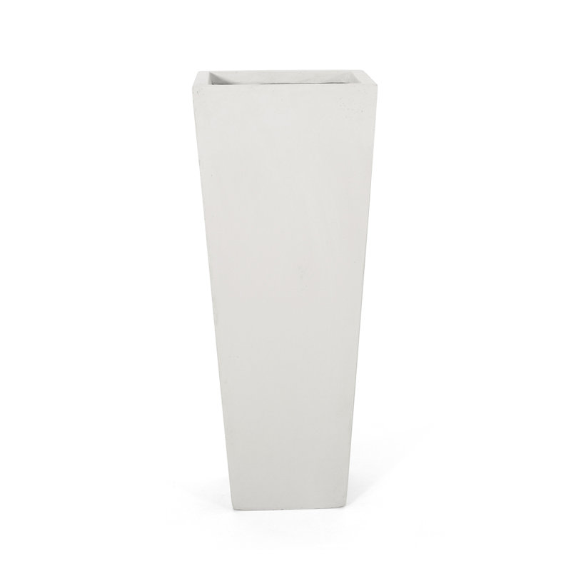 Outdoor Cast Stone Planter With Tapered Look - 13.02L X 13.02W 32.71H, Matte White, Magnesium Oxide, No Assembly Needed Oxide 13In L W 32.5In H, White Finish, Enhance Your Backyard,
