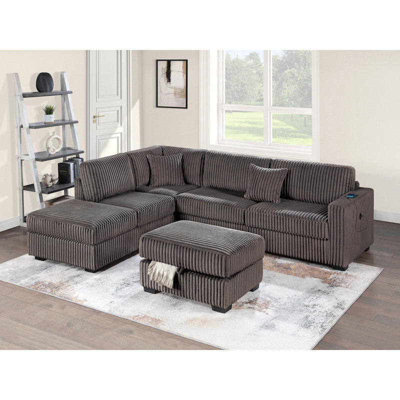 Ensemble de 3 coussins de canapé rembourrés larges Welt Corduroy, Chocolat