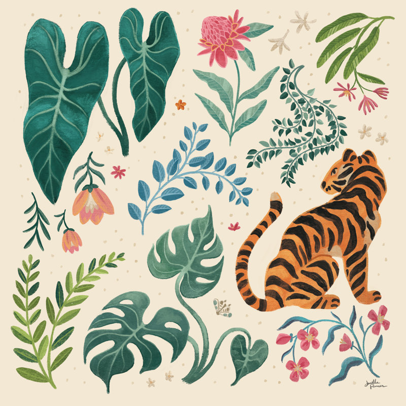 Jungle Love V Cream by Janelle Penner - Wrapped Canvas Painting, 122cm H x 122cm W