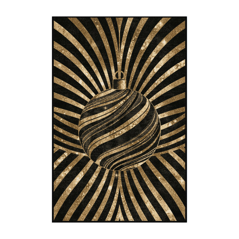 Soft Plush Evenson Christmas Modern & Contemporary Abstract Area Rug in Black – Black Binding, 8x12