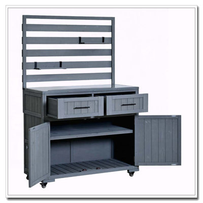 Chariot de cuisine en bois massif 64,9 po H