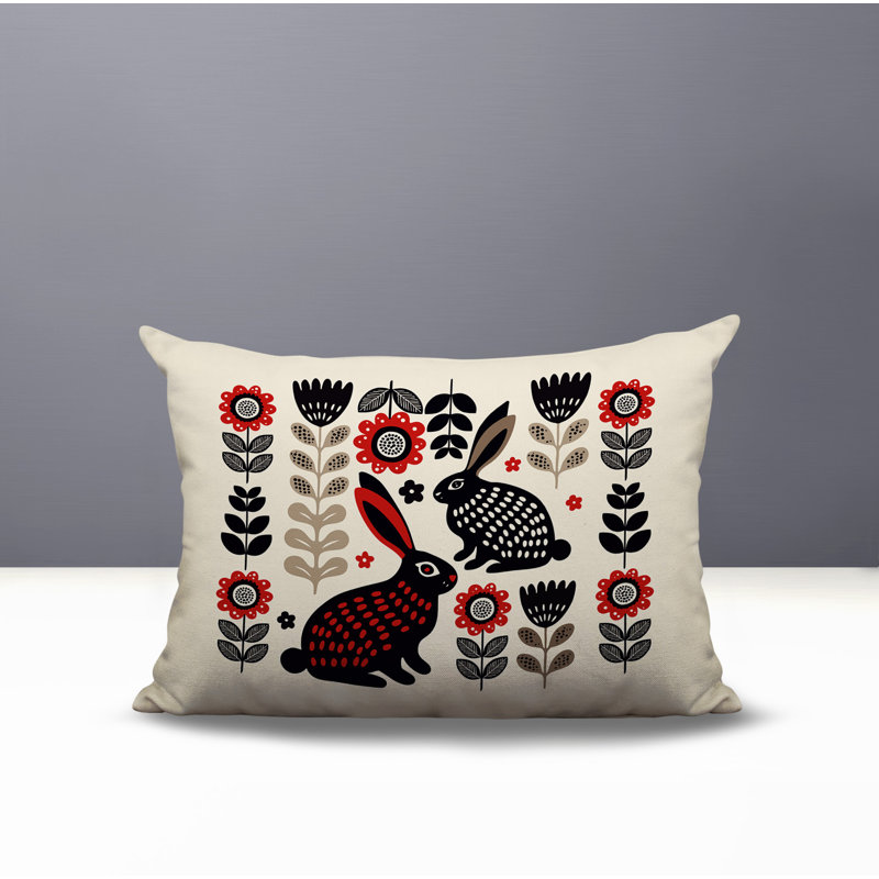 Coussin lombaire réversible intérieur / extérieur Gario Rabbit, Rouge, Rectangle H 18 po x l 25 po