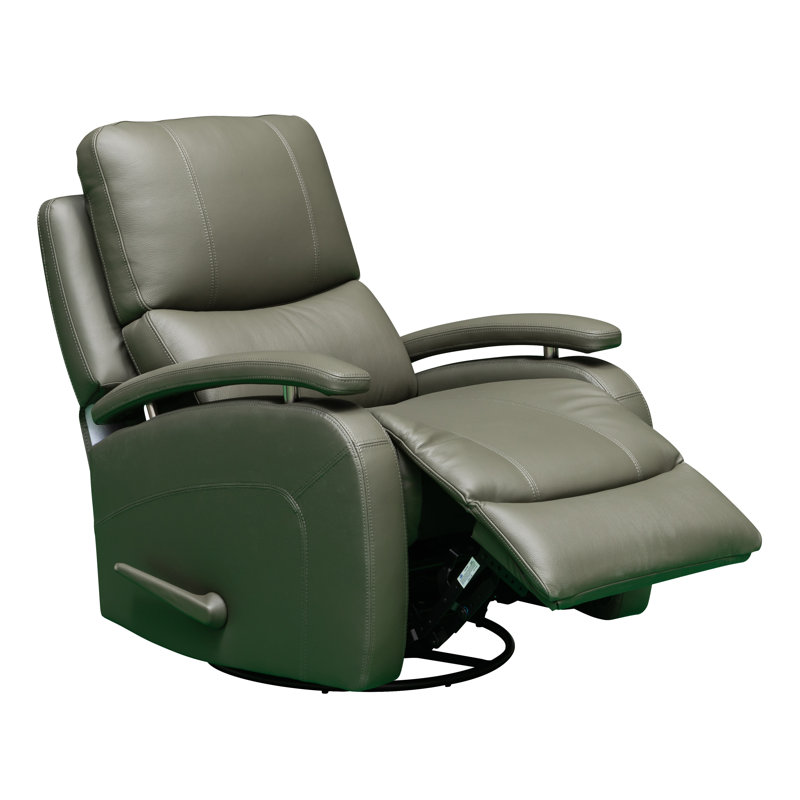 Gemi Top Grain Leather Italian Design Swivel Glider Manual Recliner Chair